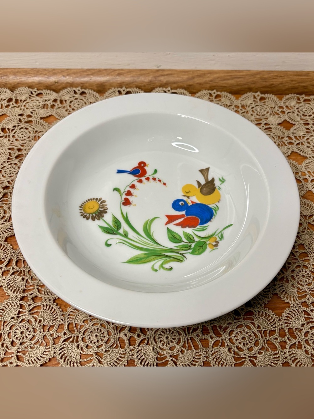Vintage Seltmann Weiden West Germany Colorful Birds and Flowers Bowl